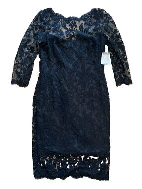 NWT Tahari ASL Black Floral Lace Long Sleeve Dress Size 10
